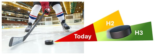 Hocky player shooting puck H3  iStock-2154278966